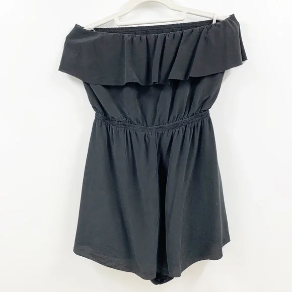 Wilfred 100% Silk Black Strapless Short Romper Sz S